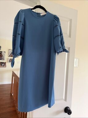 See By Chloé Blue Puff-Sleeve Mini Dress